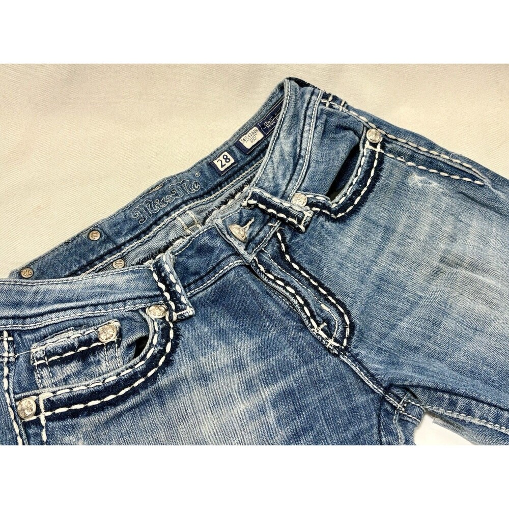 Miss Me Jeans Embroidered Embellished Pockets Denim Jeans Size 28 JE5152B2R Boot